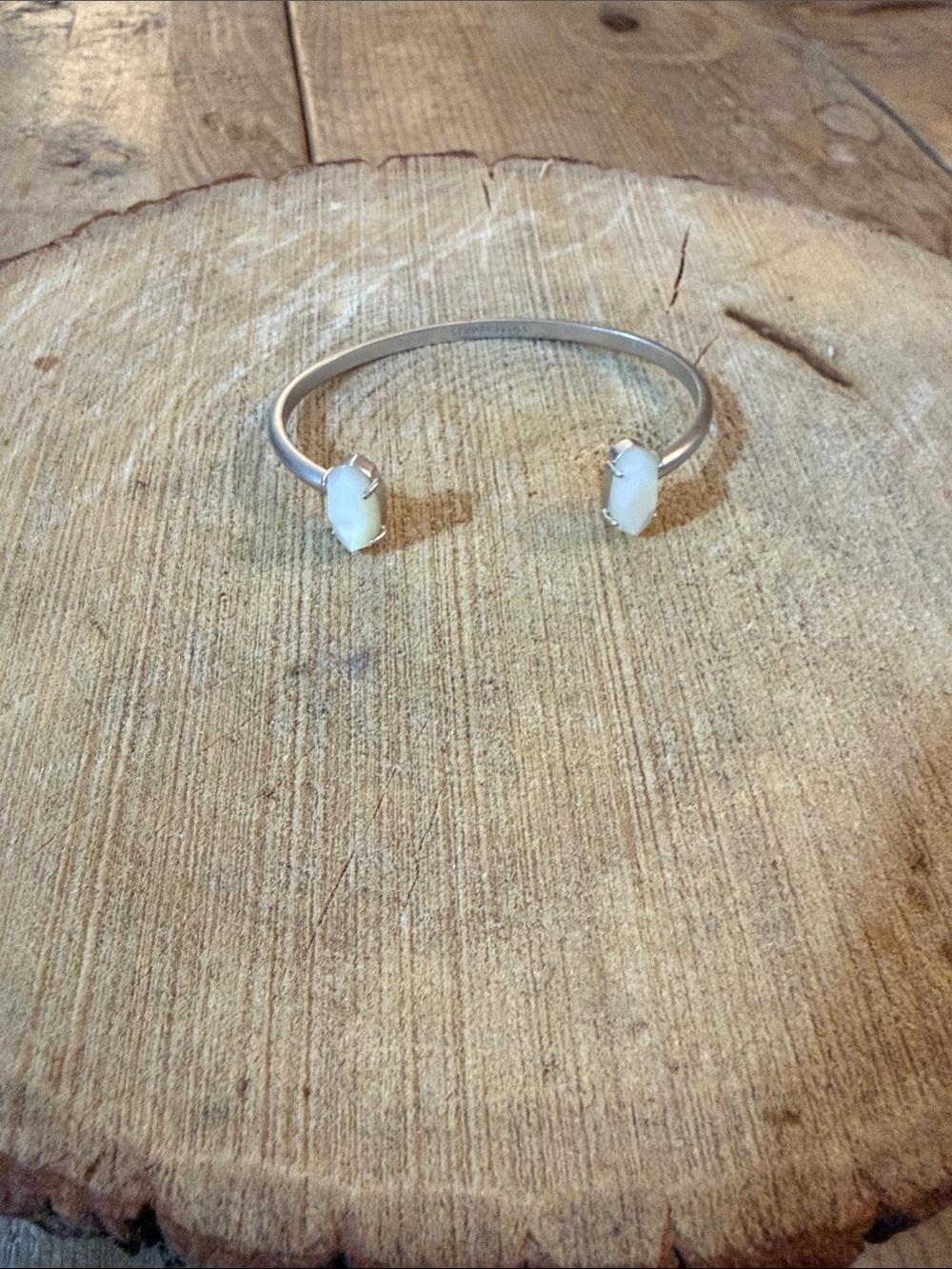 Kendra Scott Silver Open Cuff Bracelet with White Stones